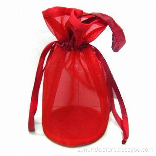 Drawstring Bag, Made of Nylon Mesh/Organza, Measuring 10 x 19cm